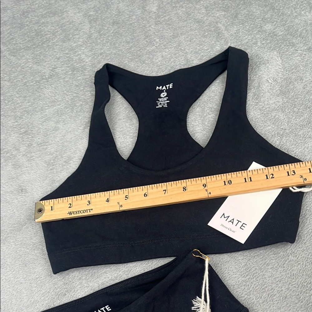 NEW MATE The Label S Organic Cotton Stretch Black Sports Bra and‎ Shorts Set - Picture 8 of 13